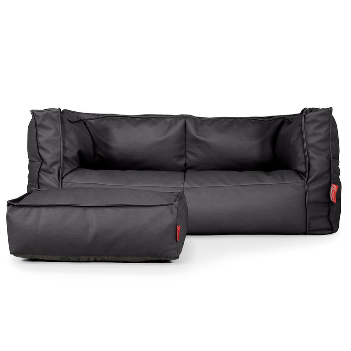 Canapé Pouf Albert 2 places - Cuir Végan Noir 02