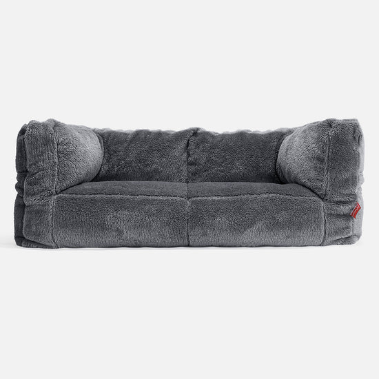 Canapé Pouf Albert 2 places - Fausse Fourrure Nounours Gris Foncé 01