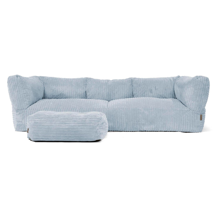 Canapé Pouf Albert 3 places - Côtelé Bébé Bleu 02