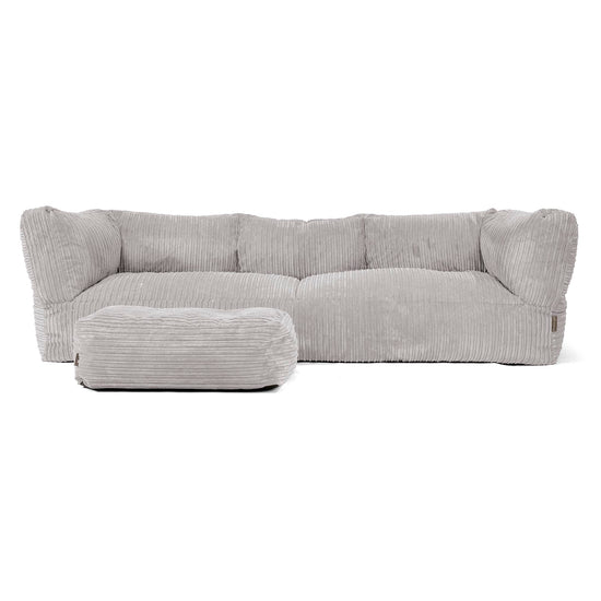 Canapé Pouf Albert 3 places - Côtelé Gris Argent 02