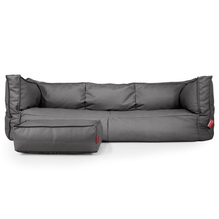 Canapé Pouf Albert 3 places - Cuir Végan Gris 02