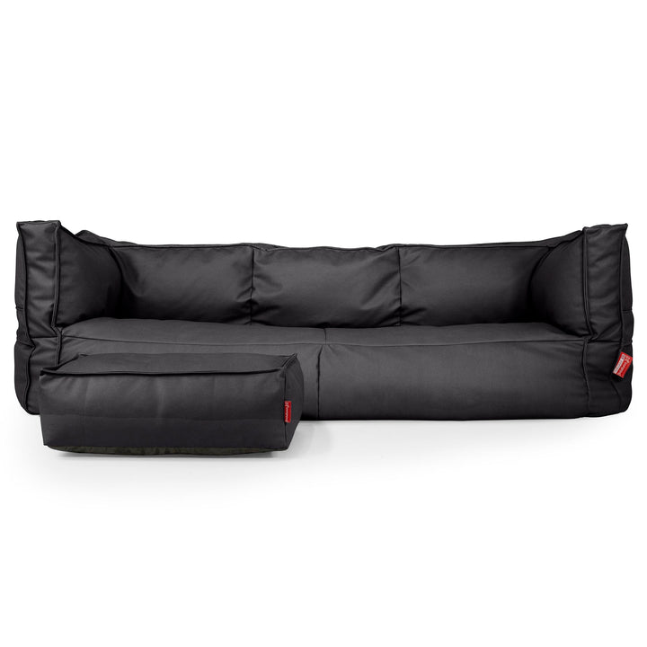 Canapé Pouf Albert 3 places - Cuir Végan Noir 02
