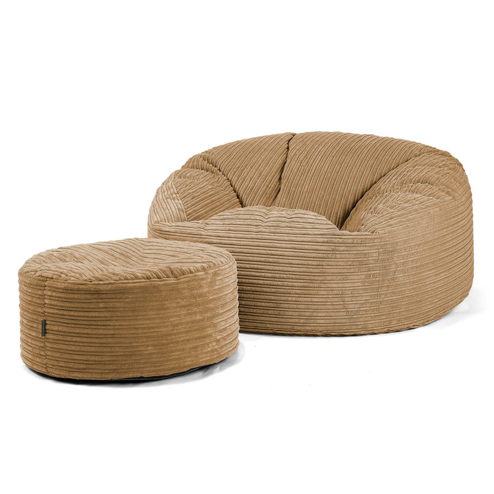 Canapé Pouf Géant Mammouth - Côtelé Sable 03