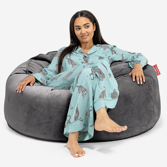 Pouf Fauteuil Design - Côtelé Gris Acier 4401