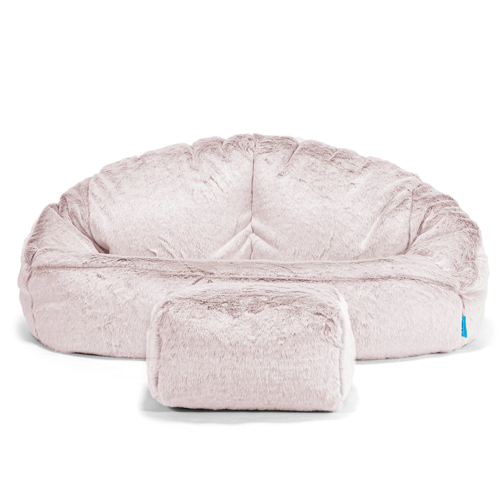 Pouf Canapé Bubble pour Enfants - Fausse Fourrure Lapin Rose Pastel 02