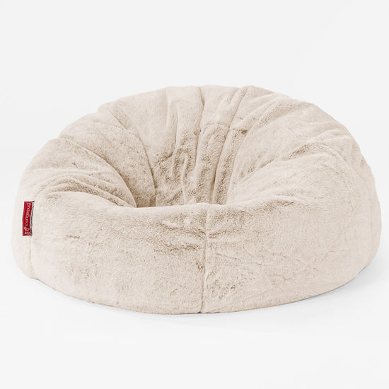 CloudSac 200 Pouf Géant Enfant à Mémoire de Forme - Fausse Fourrure Lapin Blanc 01
