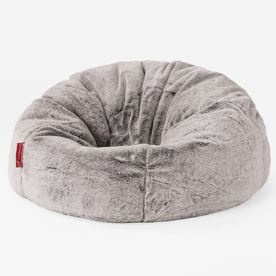 CloudSac 200 Pouf Géant Enfant à Mémoire de Forme - Fausse Fourrure Lapin Gris clair 01