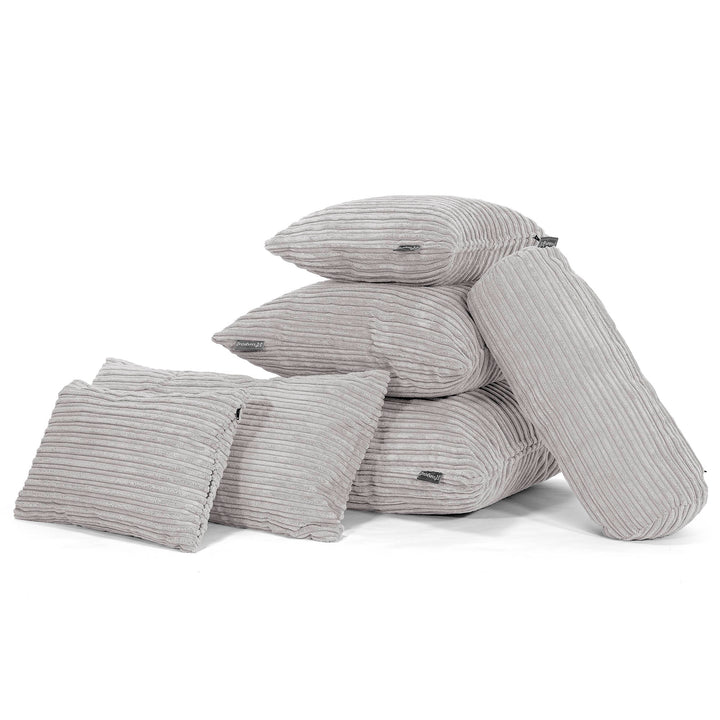 Coussin Rectangulaire Géant 40 x 80cm - Côtelé Gris Argent 04