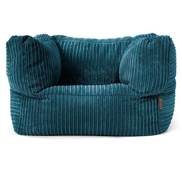Albert Pouf Fauteuil Design - Côtelé Bleu Canard 01
