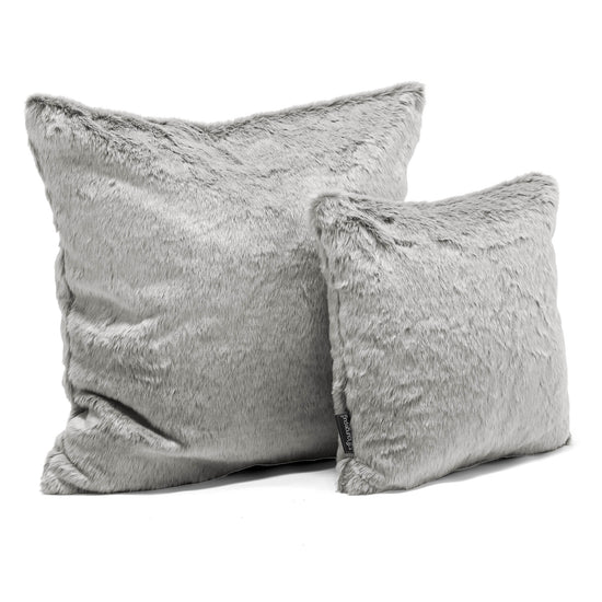 Coussin 47 x 47cm - Fausse Fourrure Lapin Gris clair 02