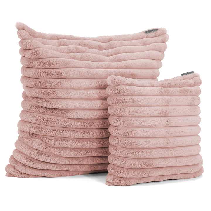 Housse de Coussin 47 x 47cm - Velours Côtelé Ultra Pelucheux Rose Pastel 02