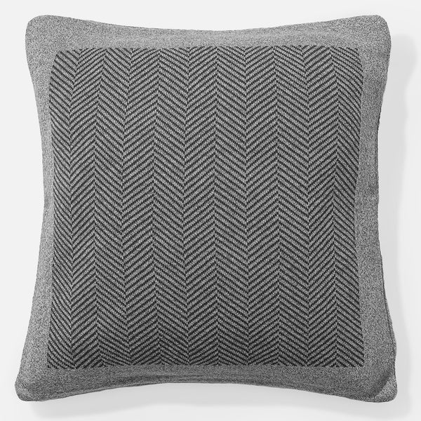 Coussin 47 x 47cm - 100% Coton Chevrons Gris 01