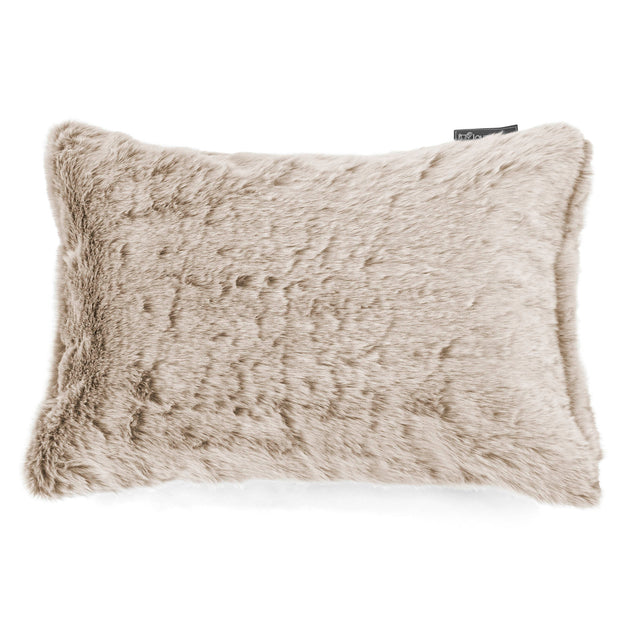 Coussin Rectangulaire 35 x 50cm - Fausse Fourrure Lapin Brun Doré 01