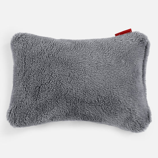 Coussin Rectangulaire 35 x 50cm - Fausse Fourrure Nounours Gris Foncé 01