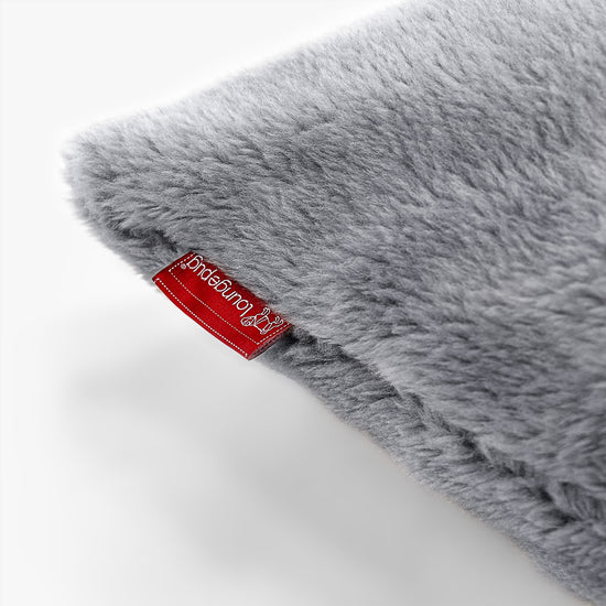 Coussin Rectangulaire 35 x 50cm - Fausse Fourrure Nounours Gris Foncé 02