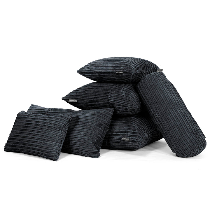 Coussin Rond 50cm - Côtelé Noir 03