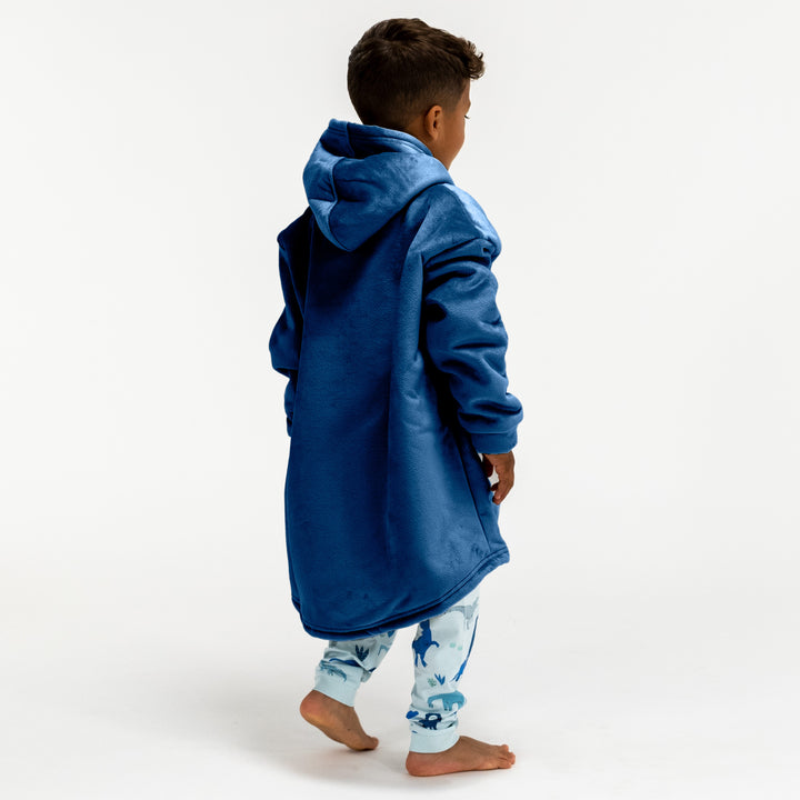 Couverture à Capuche pour Enfants - Molleton Bleu Foncé 04