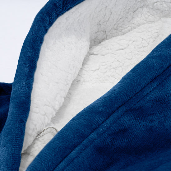 Couverture à Capuche pour Enfants - Molleton Bleu Foncé 06