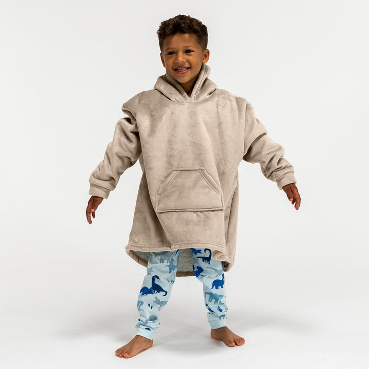 Couverture à Capuche pour Enfants - Molleton Crème / Vison 03