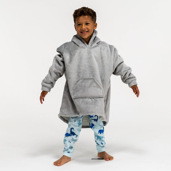 Couverture à Capuche pour Enfants - Molleton Gris 03