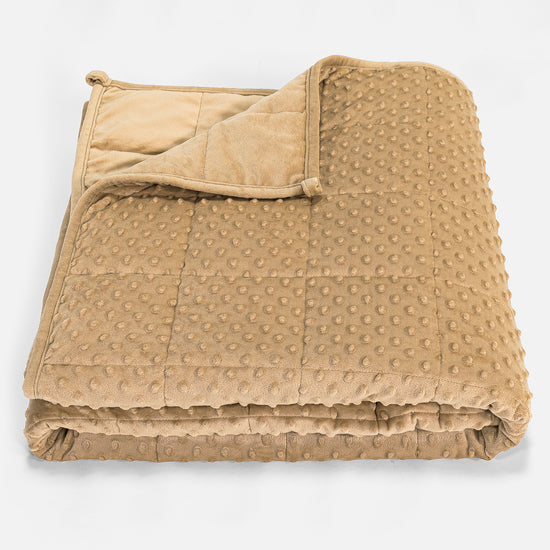 Couverture Lestée pour Adultes - Molleton Pointillé Crème / Vison 01