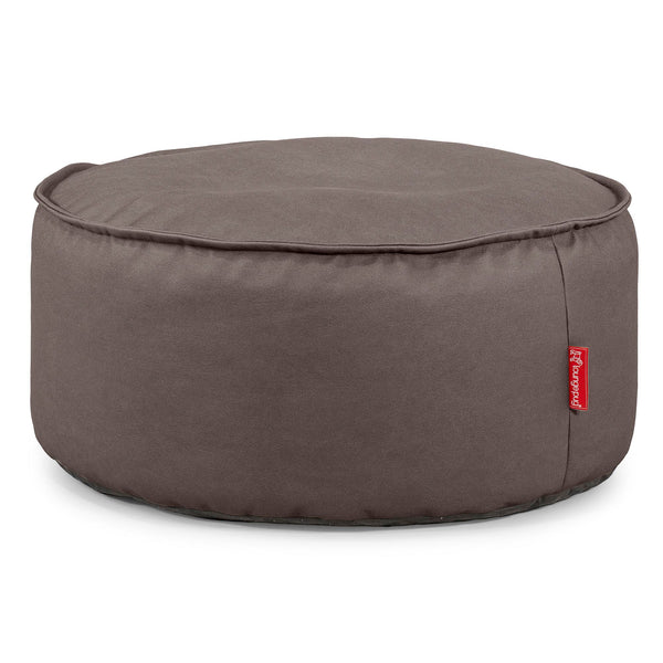 Pouf Design Rond - Cuir Végan Chocolat 01