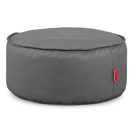 Pouf Design Rond - Cuir Végan Gris 01