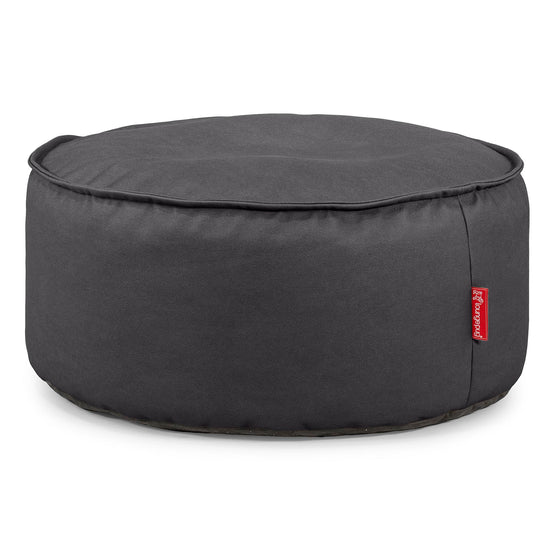 Pouf Design Rond - Cuir Végan Noir 01