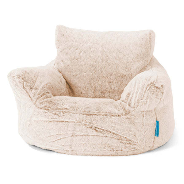 Fauteuil Pouf Bambin 1-3 ans - Fausse Fourrure Lapin Blanc 01