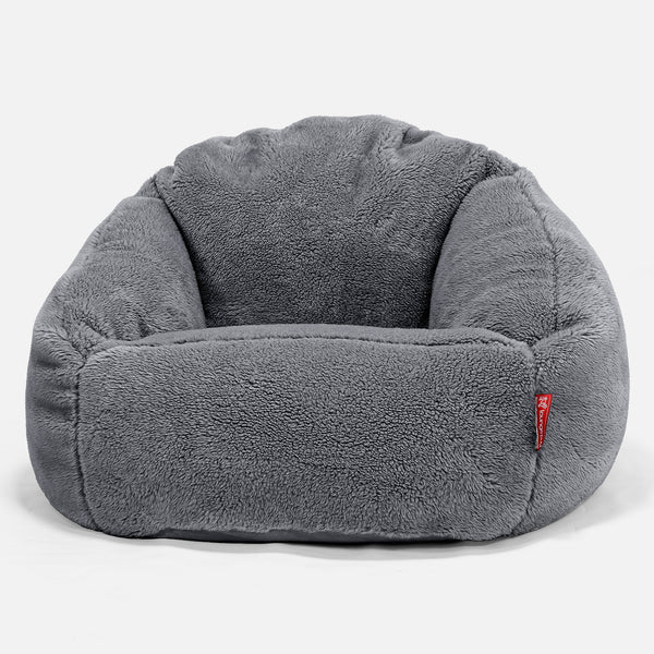 Pouf Chaise Bubble - Fausse Fourrure Nounours Gris Foncé 01