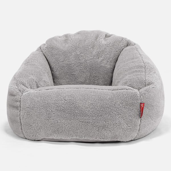 Pouf Chaise Bubble - Fausse Fourrure Nounours Gris moyen 01