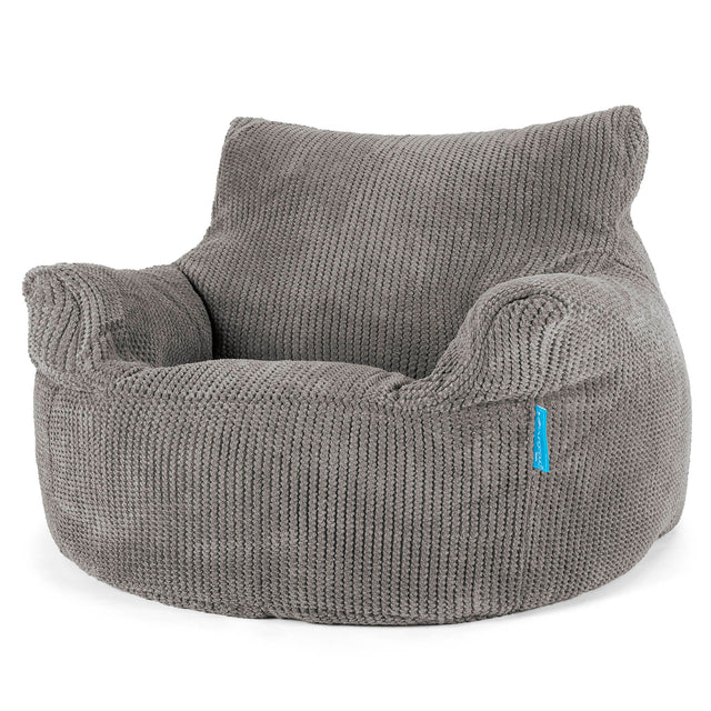 Fauteuil Pouf Enfant 3-8 ans - Velours Côtelé Gaufré Anthracite 01