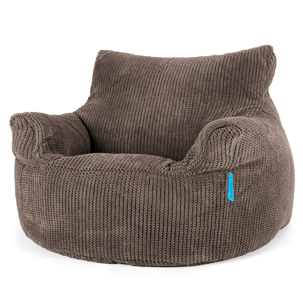 Fauteuil Pouf Enfant 3-8 ans - Velours Côtelé Gaufré Chocolat 01