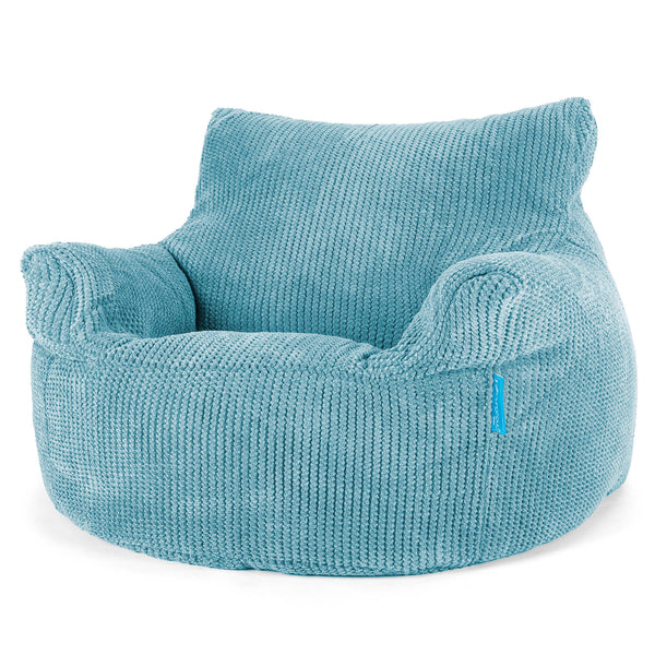 Fauteuil Pouf Enfant 3-8 ans - Velours Côtelé Gaufré Mer Égée 01