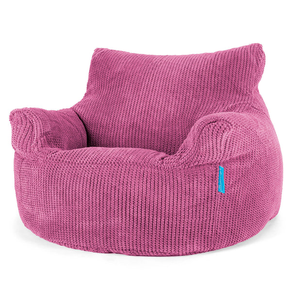 Fauteuil Pouf Enfant 3-8 ans - Velours Côtelé Gaufré Rose 01