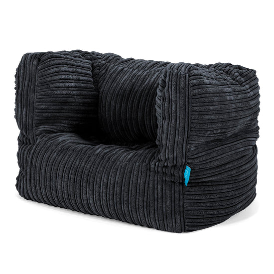 Fauteuil Pouf Albert pour Enfant 1-5 ans - Côtelé Noir 02