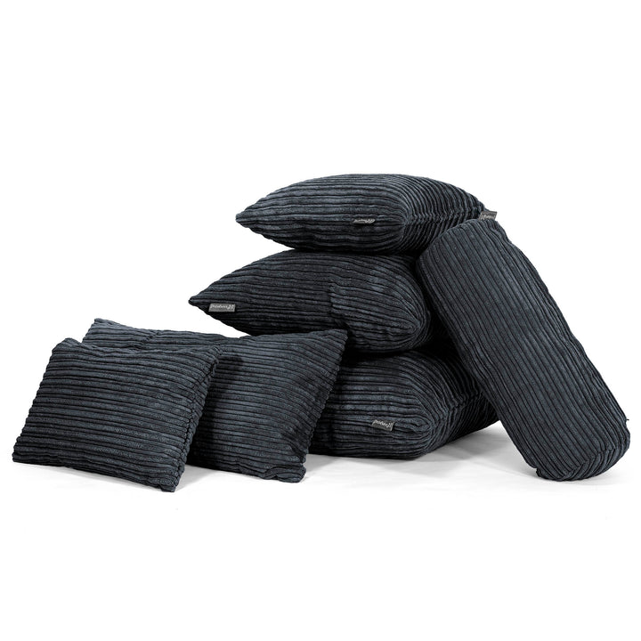Grand Coussin 70 x 70cm - Côtelé Noir 04