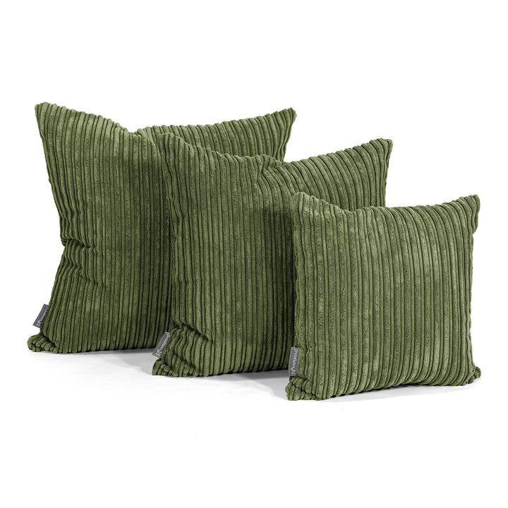 Grand Housse de Coussin 70 x 70cm - Côtelé Vert Forêt 02