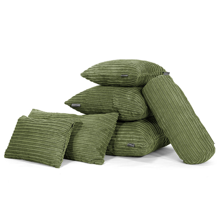Grand Housse de Coussin 70 x 70cm - Côtelé Vert Forêt 04