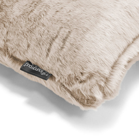 Grand Coussin 70 x 70cm - Fausse Fourrure Lapin Brun Doré 03