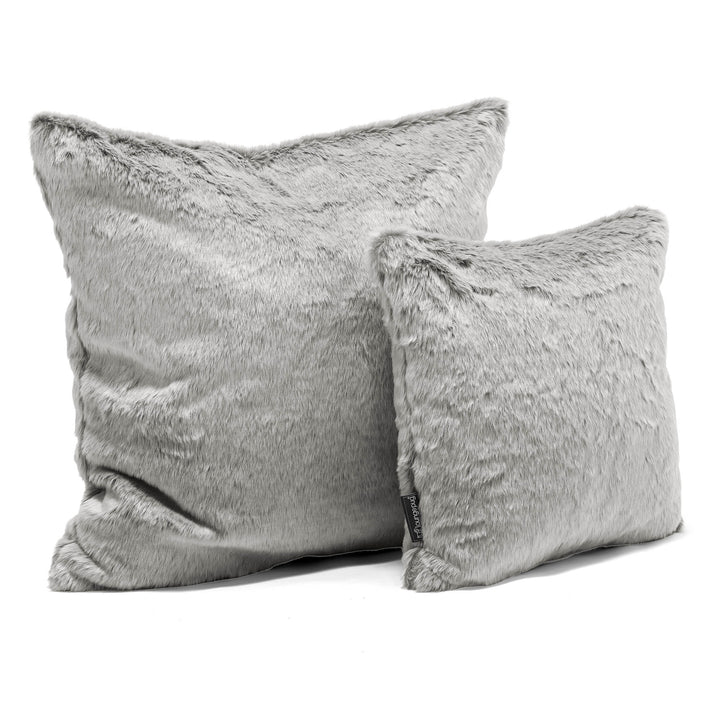 Grand Coussin 70 x 70cm - Fausse Fourrure Lapin Gris clair 02