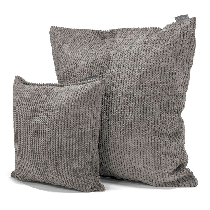 Grand Coussin 70 x 70cm - Velours Côtelé Gaufré Anthracite 02