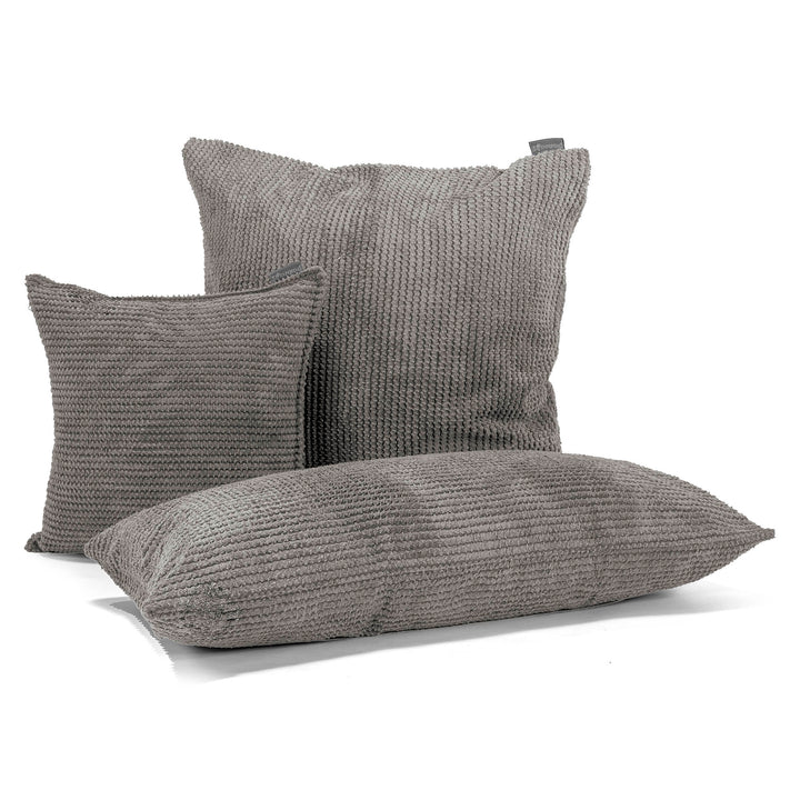 Grand Coussin 70 x 70cm - Velours Côtelé Gaufré Anthracite 04