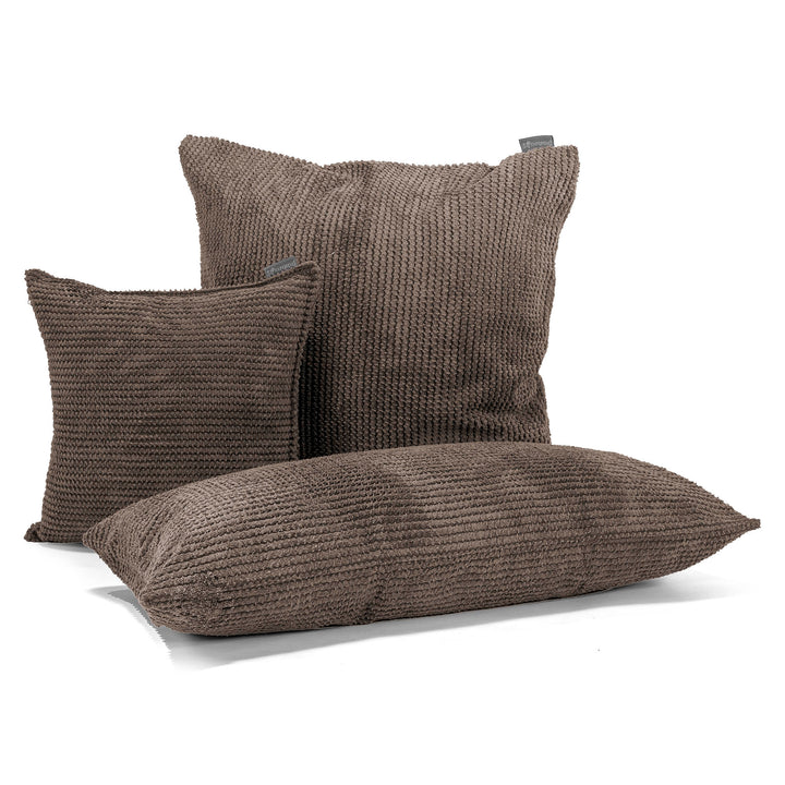 Grand Coussin 70 x 70cm - Velours Côtelé Gaufré Chocolat 04