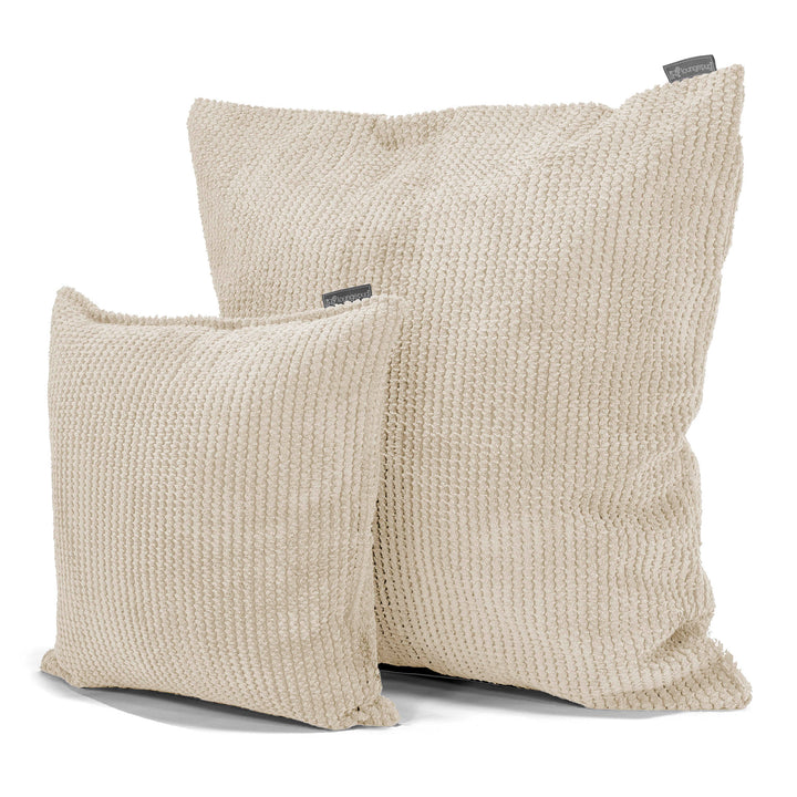 Grand Coussin 70 x 70cm - Velours Côtelé Gaufré Crème 02