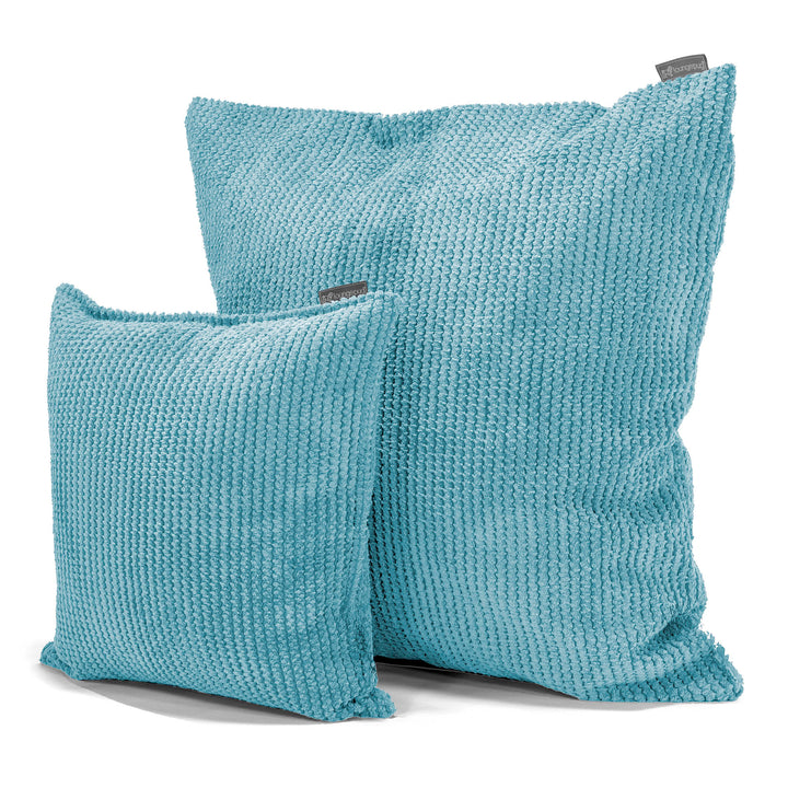 Grand Coussin 70 x 70cm - Velours Côtelé Gaufré Mer Égée 02