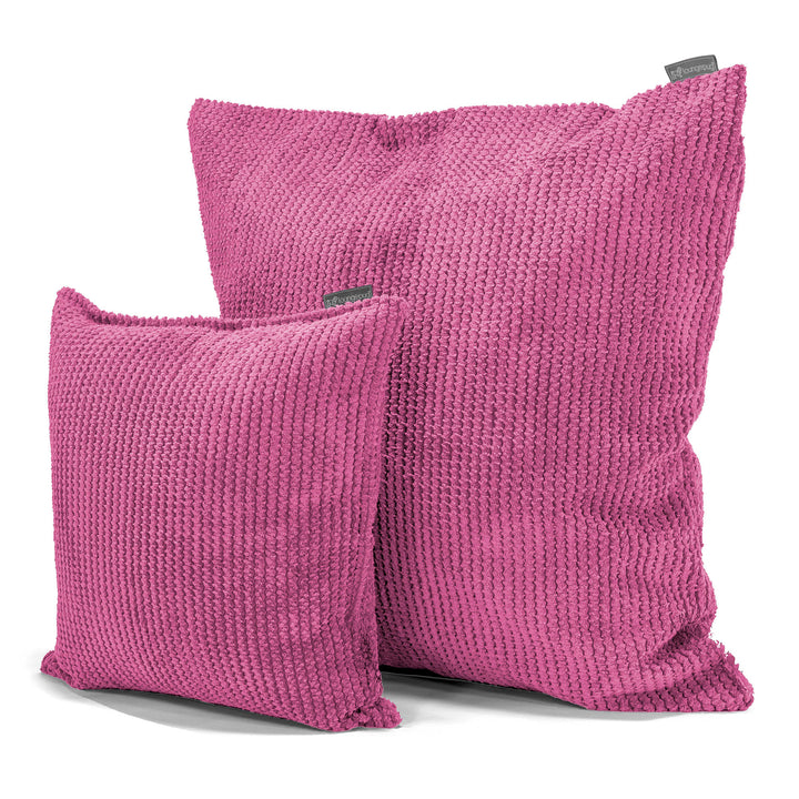 Grand Coussin 70 x 70cm - Velours Côtelé Gaufré Rose 02