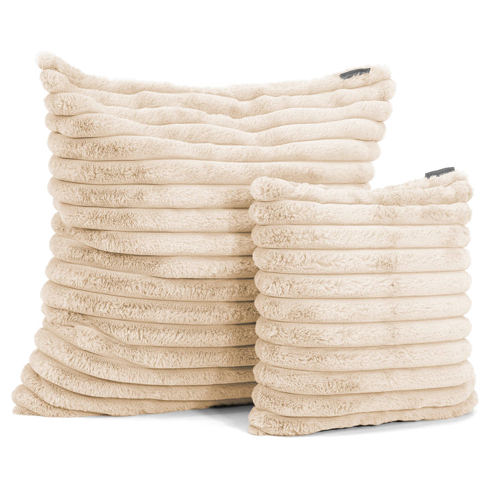 Grand Housse de Coussin 70 x 70cm - Velours Côtelé Ultra Pelucheux Crème 02