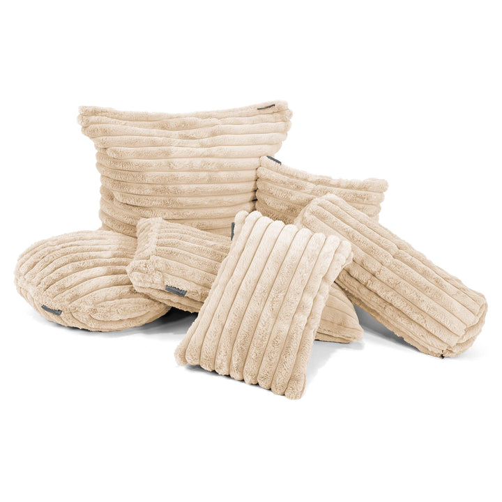 Grand Housse de Coussin 70 x 70cm - Velours Côtelé Ultra Pelucheux Crème 03