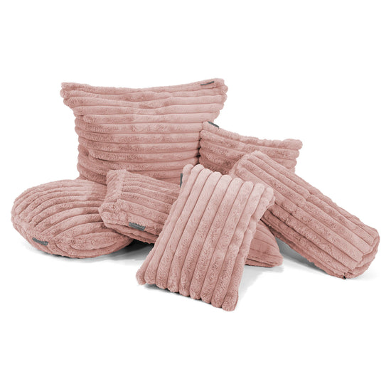 Grand Housse de Coussin 70 x 70cm - Velours Côtelé Ultra Pelucheux Rose Pastel 03